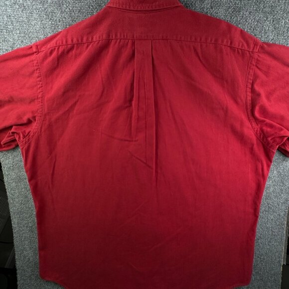 VTG Ralph Lauren Polo Bear Logo Combed Cotton Button Up Shirt Men Red Heavy Soft - Picture 16 of 16